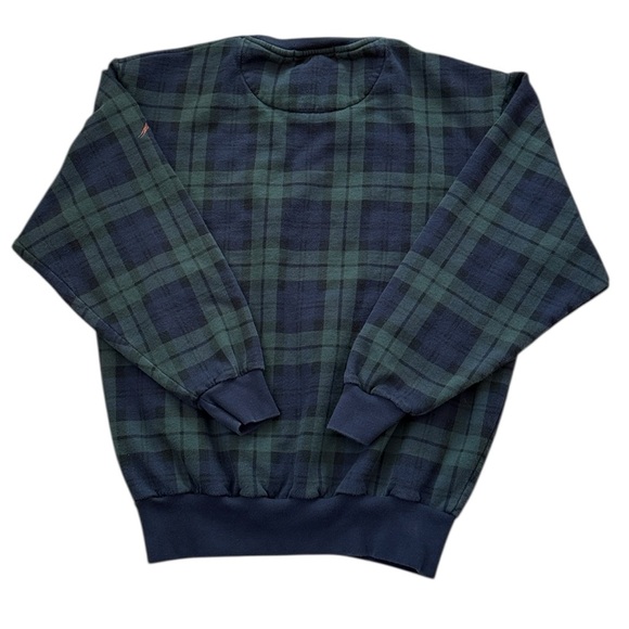 VTG Polo Golf Ralph Lauren Pullover Tartan Plaid Navy Green Stanton Logo Medium - Picture 5 of 8